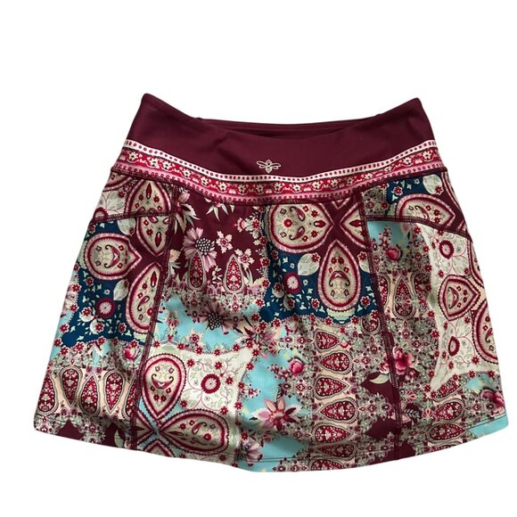 JOHNNY WAS Active Pickleball Tennis Patterned Burgundy Skort Size XS - Picture 7 of 8